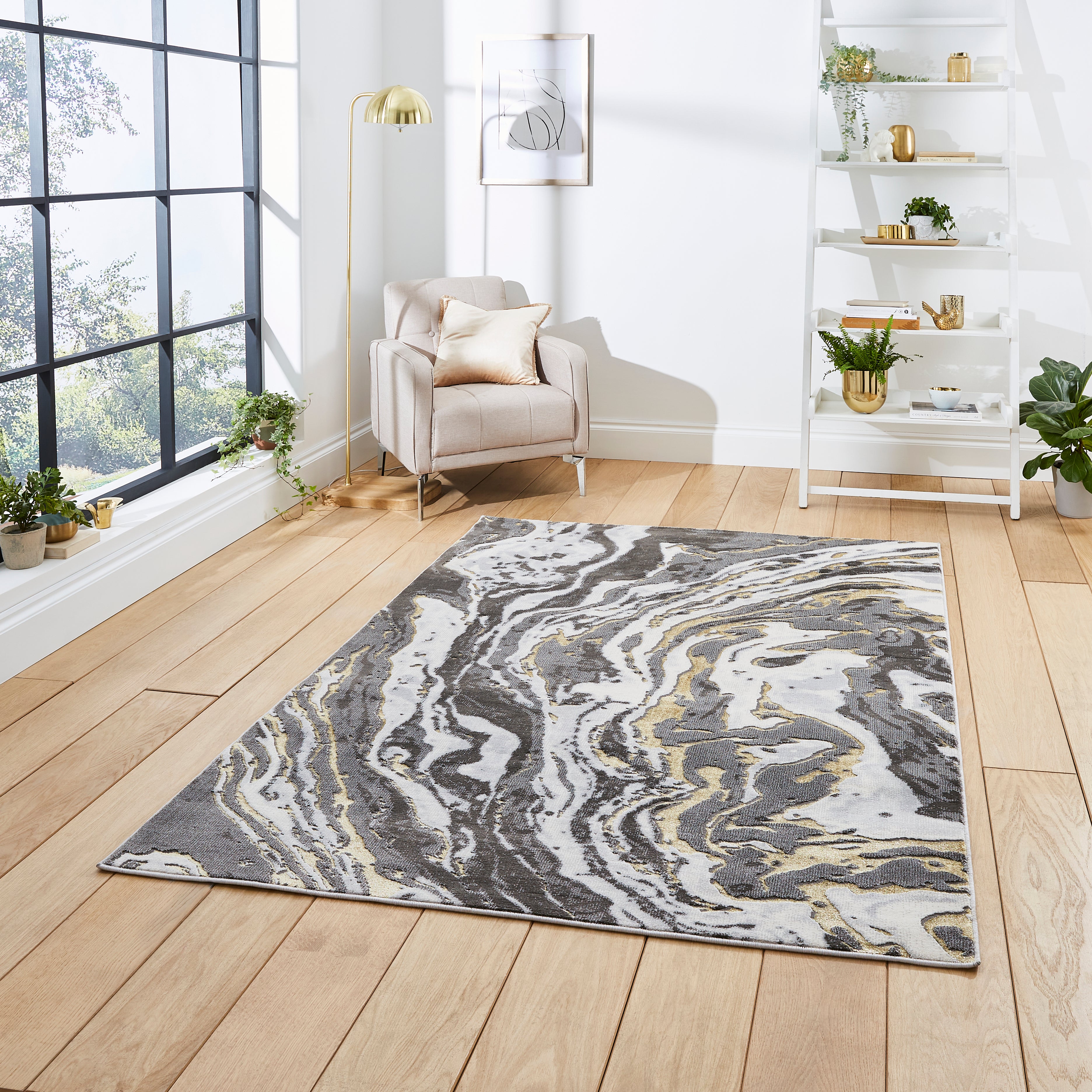 Grey Gold Metallic Rug Apollo GR584 - Grey/Gold Rug | The Rug Loft