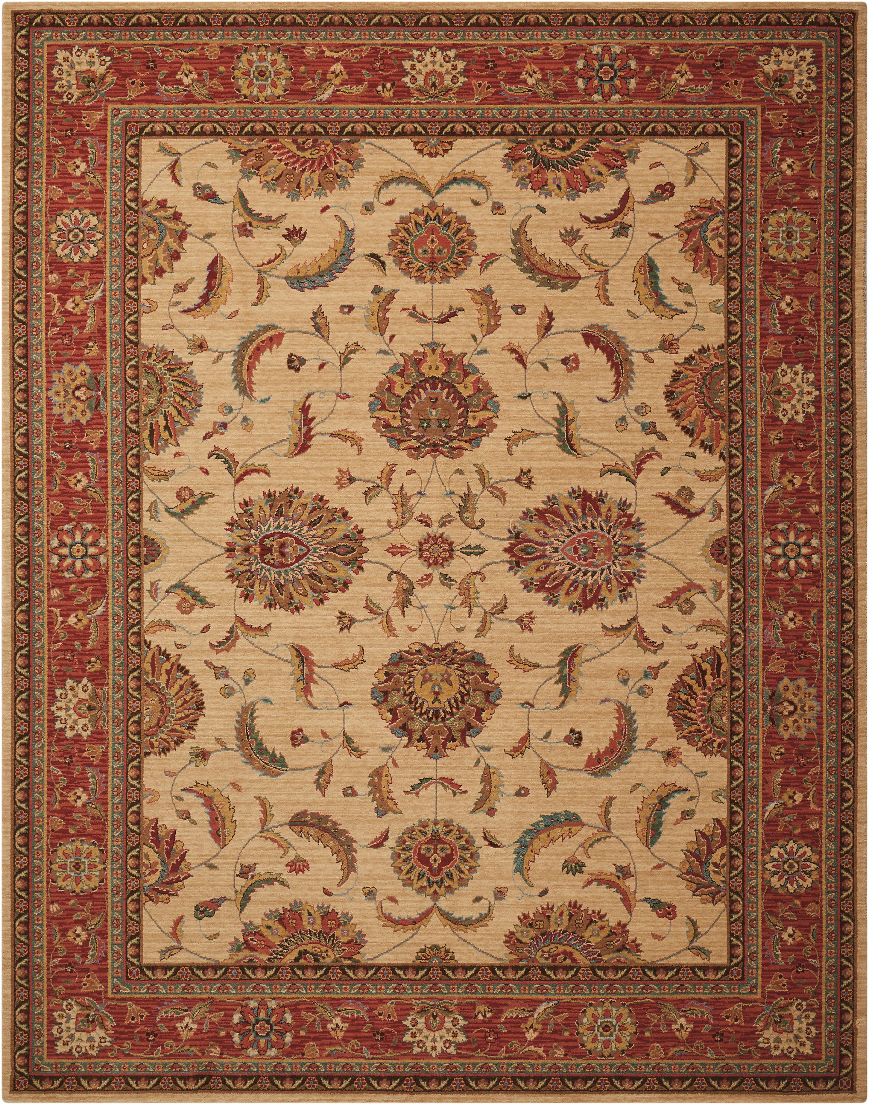 Living Treasures LI04-Ivory Red Rug