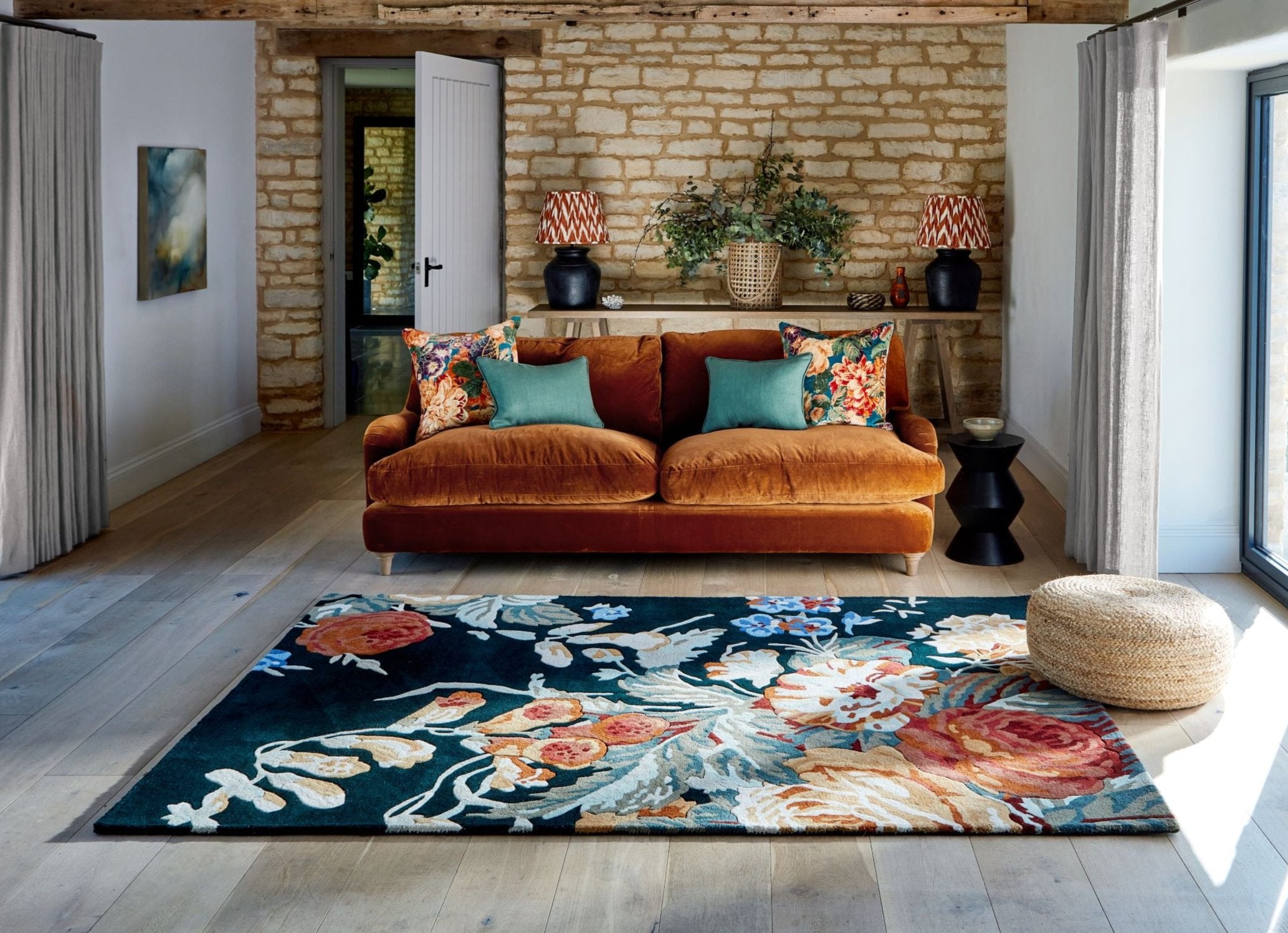 Stapleton Park Navy/Burnt Orange (45318) Rug Rug |