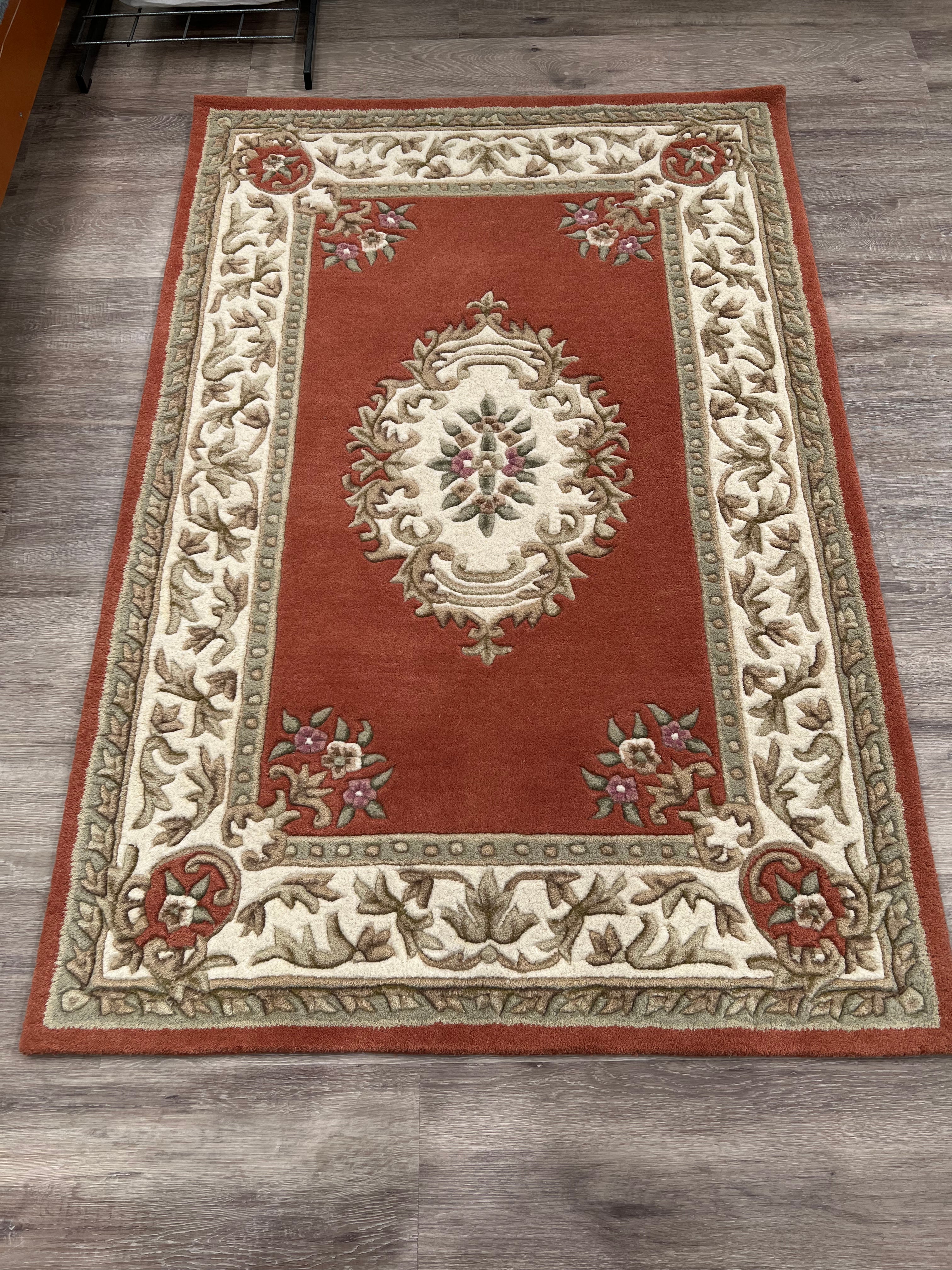 Taj Teracotta/Cream 100% Wool Rug